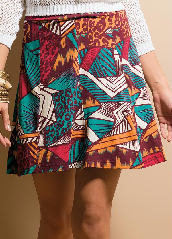 Quintess - Saia Evasê Mix Animal Print