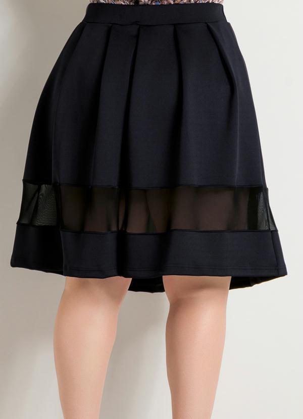 Quintess - Saia Godê com Faixa Transparente Preta Plus Size 2