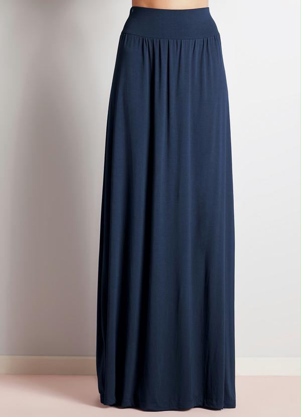 Quintess - Saia Longa Cintura Alta Azul 11