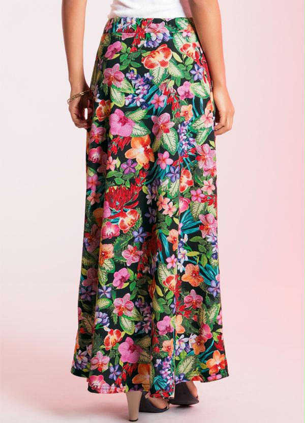 Outlet - Saia Longa Detalhe Fenda na Lateral Floral 2