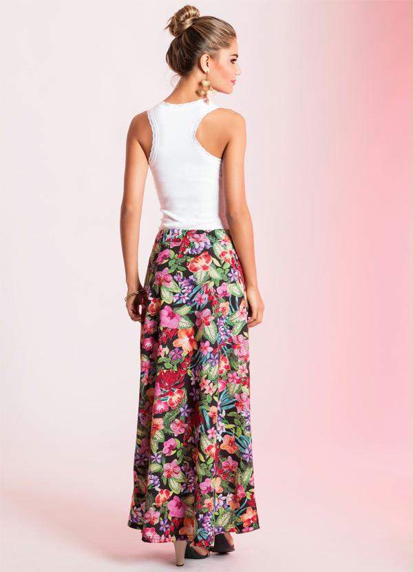 Outlet - Saia Longa Detalhe Fenda na Lateral Floral 5