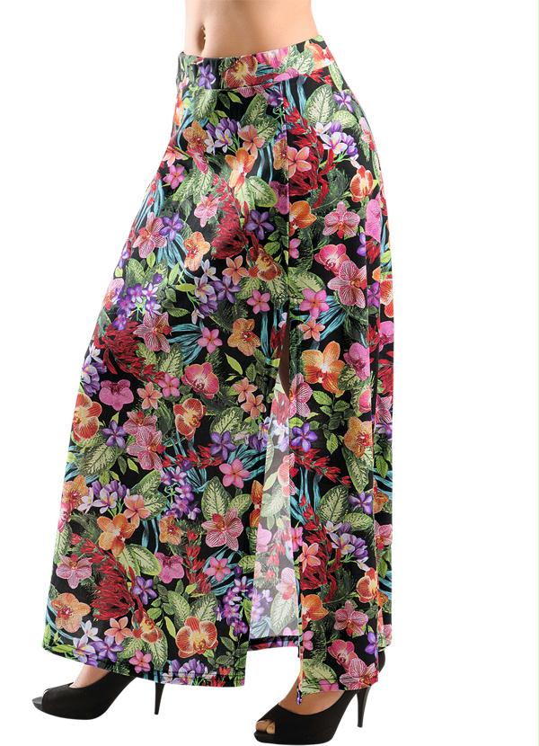 Outlet - Saia Longa Detalhe Fenda na Lateral Floral 6
