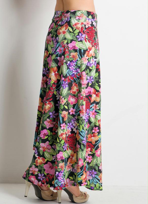 Outlet - Saia Longa Detalhe Fenda na Lateral Floral 7
