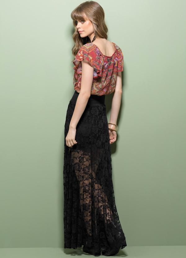 Quintess - Saia Longa em Renda Preta 5