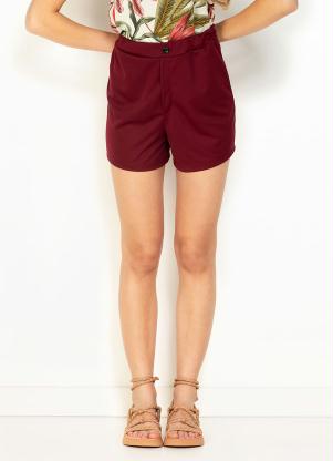 Moda Pop - Short Bordô com Cintura Alta - MODA POP