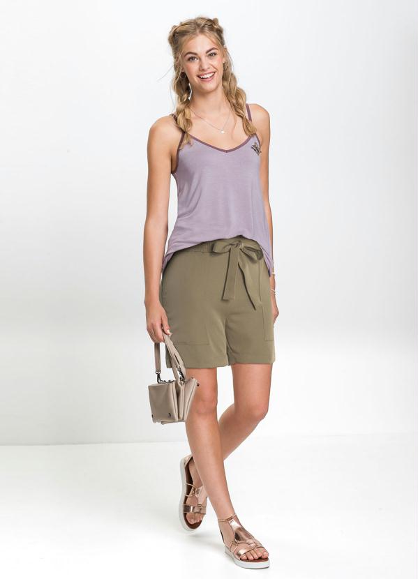 bonprix - Short Clochard com Amarração Marrom 4