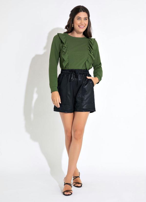 bonprix - Short em Malha Cirrê com Bolso Frente Preto 3