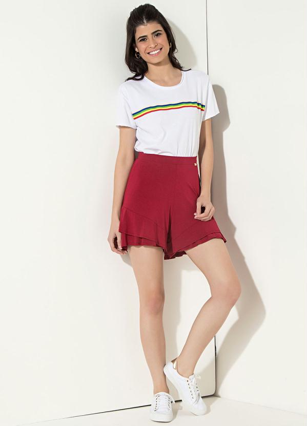 Quintess - Short Saia Quintess Vermelho com Babado 3