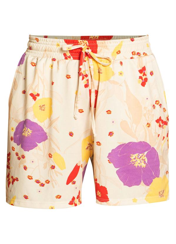 Outlet - Shorts com Amarração Floral Bege 4