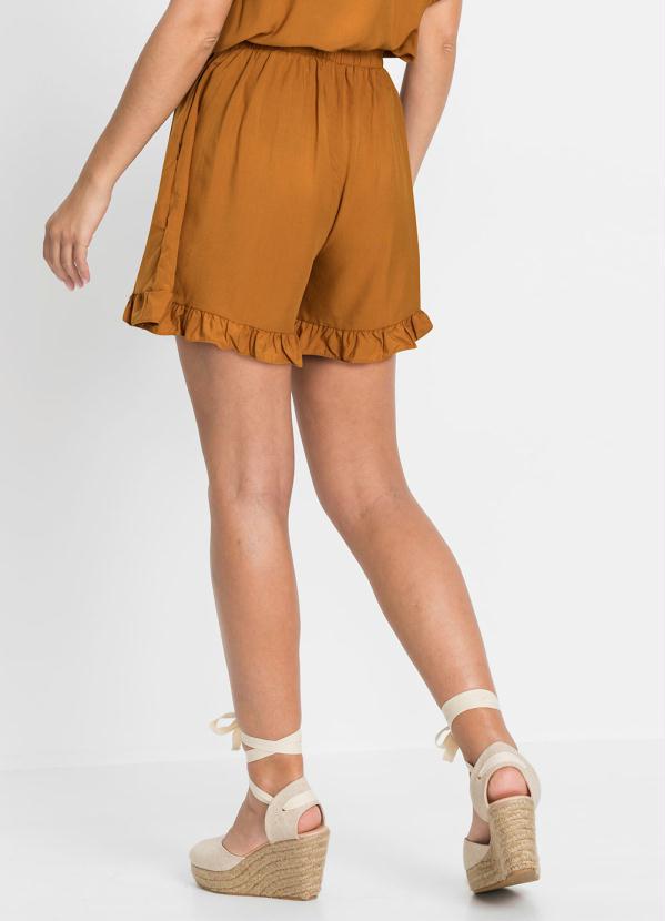 bonprix - Shorts com Babado na Barra Caramelo 2