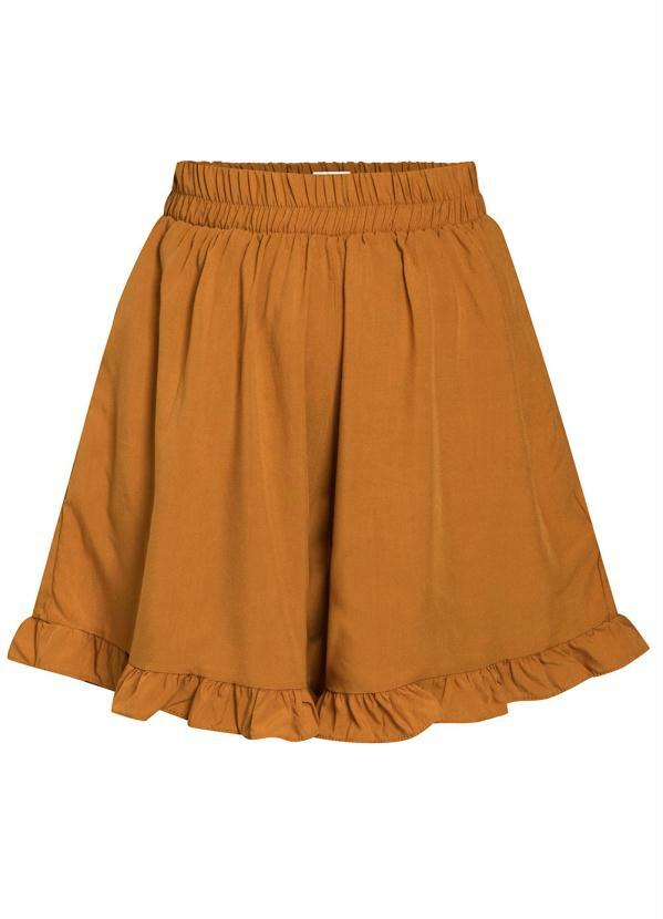 bonprix - Shorts com Babado na Barra Caramelo