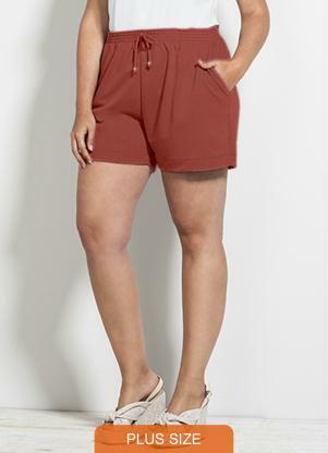 Outlet - Shorts com Bolso e Elástico na Cintura Terracota - OUTLET