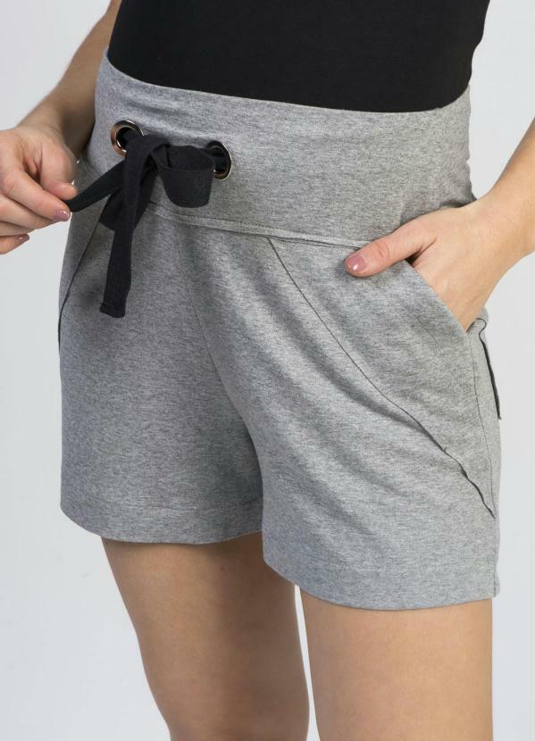 Agora Sou Mãe - Shorts Gestante Moletinho Sport Mescla