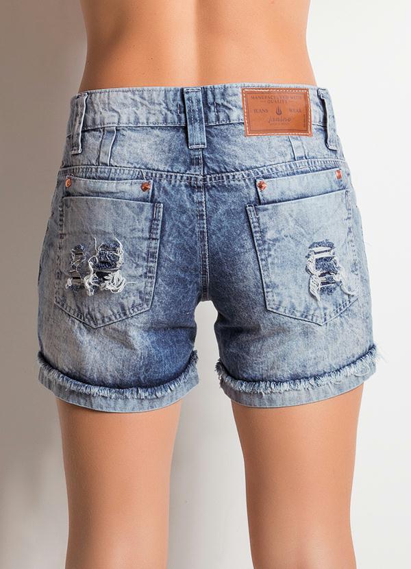Janine - Short Destroyed Barra Dobrada Jeans Desbotado 2