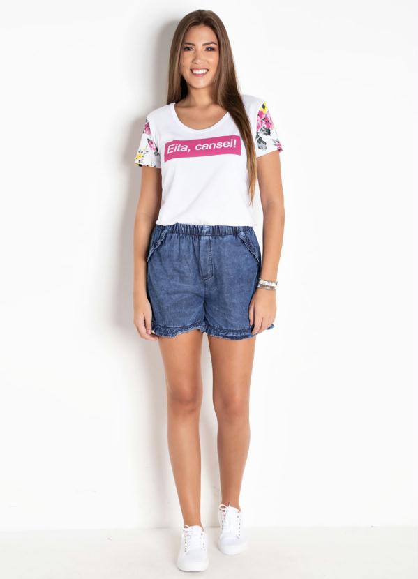 Janine - Short Jeans Azul com Babados na Barra 3