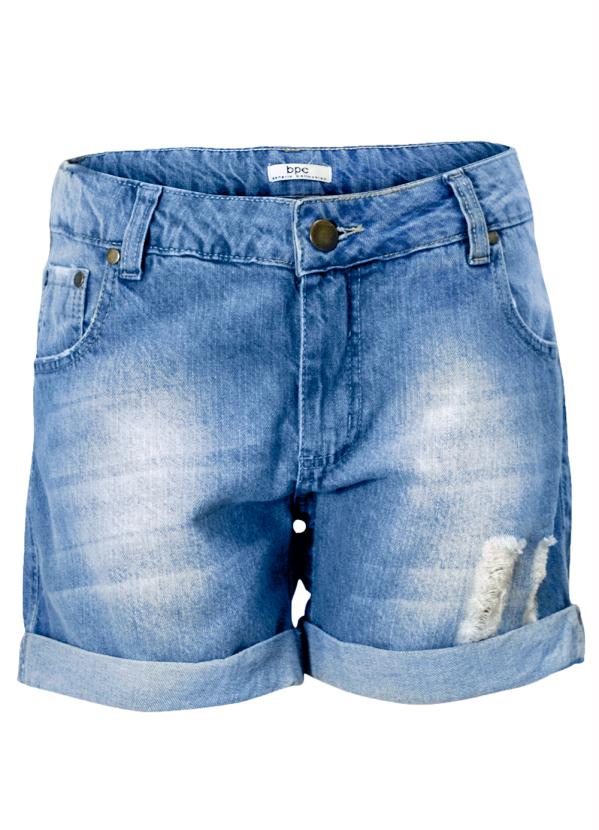 Outlet - Short Jeans Barra Dobrada Azul Médio 7