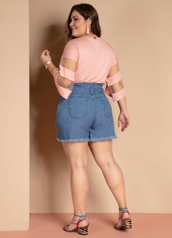 Quintess - Short Jeans Clochard com Puídos 11