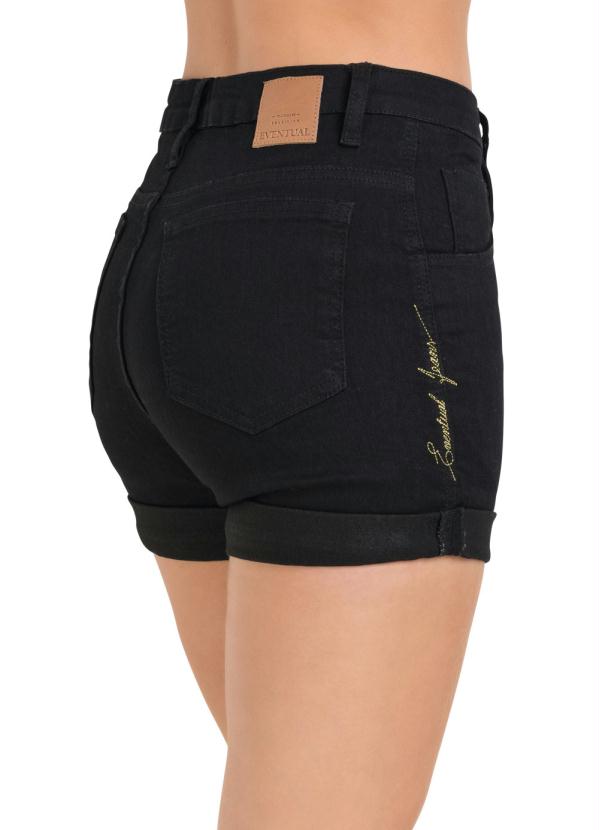 Eventual - Short Jeans Preto Eventual com Barra Dobrada 7