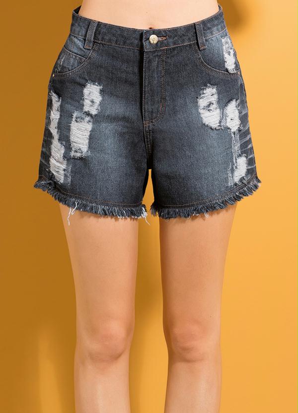 Quintess - Short Jeans Rasgado com Cintura Alta 10