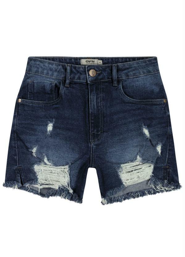 Enfim - Shorts Azul Escuro Boyfriend Destroyed Jeans