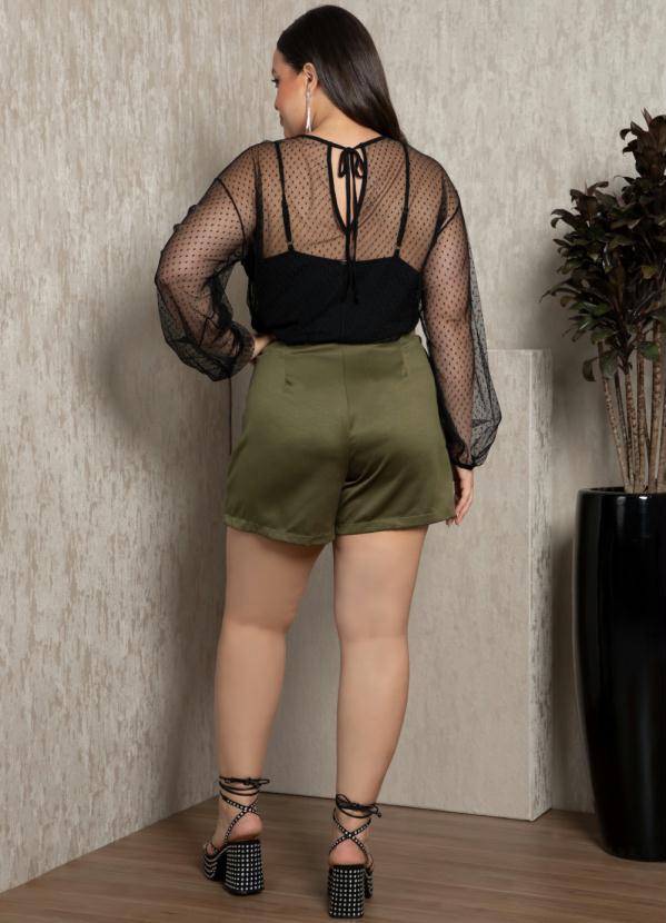 Quintess - Shorts Saia Verde Musgo com Fendas 9