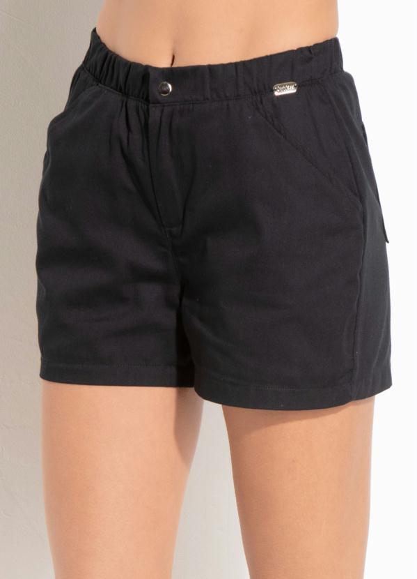 Quintess - Short Quintess Preto de Tecido com Elástico 5