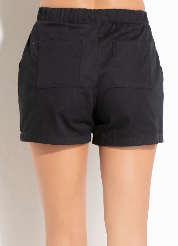 Quintess - Short Quintess Preto de Tecido com Elástico 6