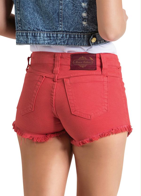 Janine - Short Saia com Barra Desfiada Vermelho 2