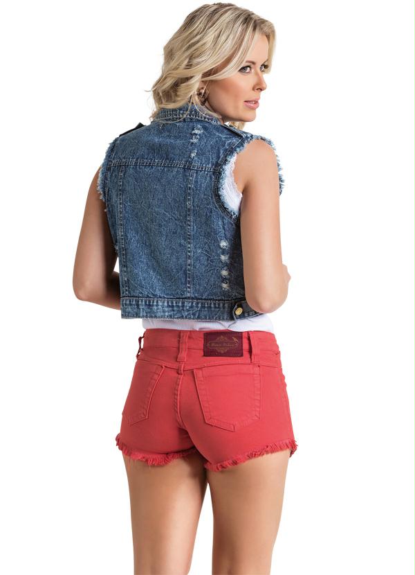 Janine - Short Saia com Barra Desfiada Vermelho 5