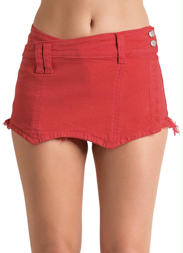 Janine - Short Saia com Barra Desfiada Vermelho 6