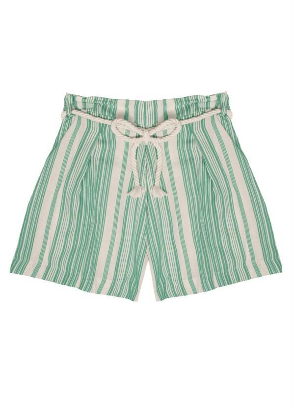 Endless - Short Feminino Viscolinho Listrado Verde