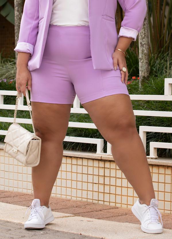 Quintess - Short Lilás Cintura Alta com Bolsos 3