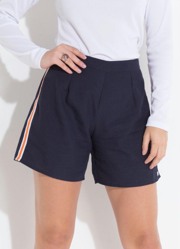 Outlet - Short Marinho com Faixa Lateral Quintess 1