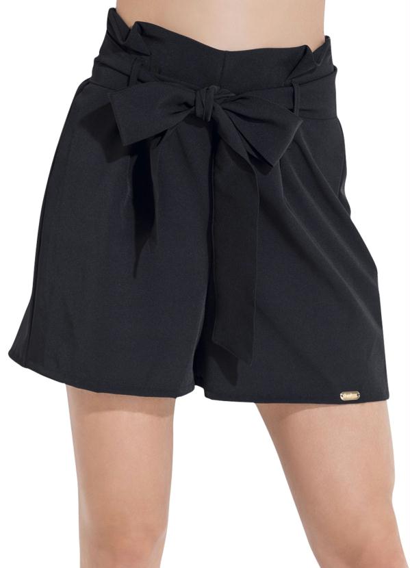 Quintess - Shorts Clochard com Prega e Faixa Preto Quintess 5