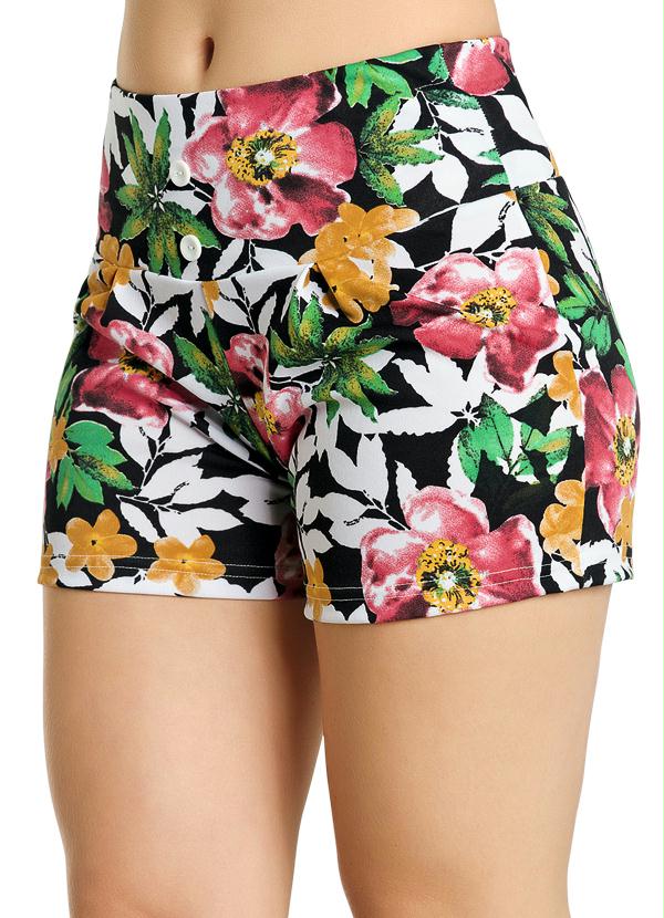 Outlet - Short Feminino com Estampa Tropical