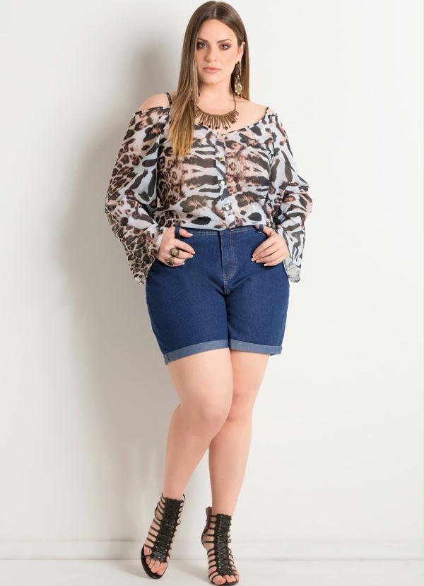 Quintess - Short Jeans Escuro Plus Size 3