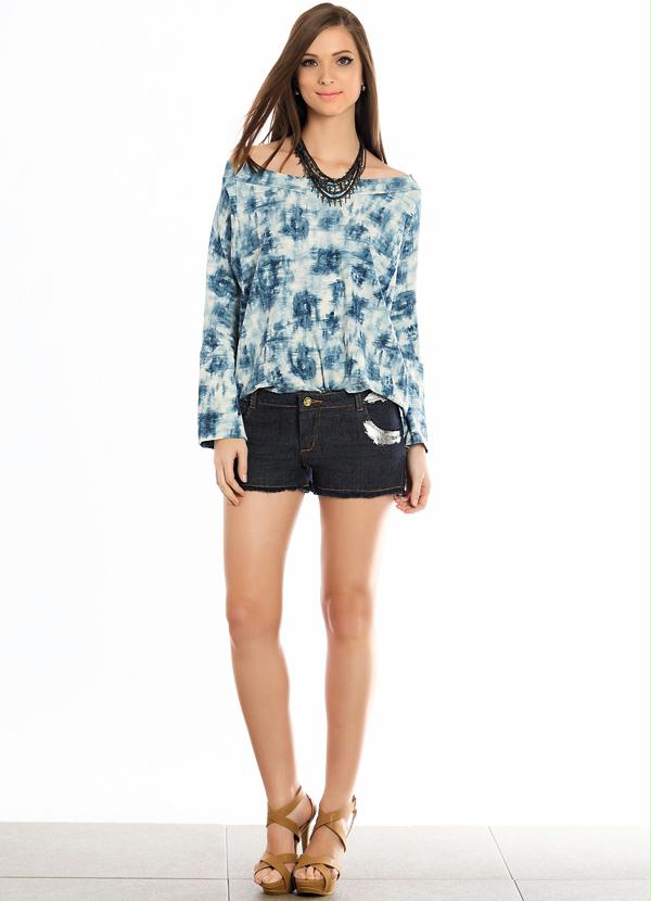 Quintess - Short Jeans Estampa em Foil Prata 3