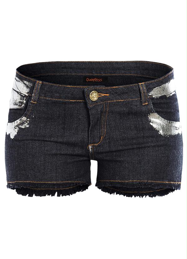 Quintess - Short Jeans Estampa em Foil Prata 5