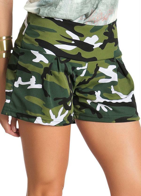 Outlet - Short Militar Feminino Camuflado