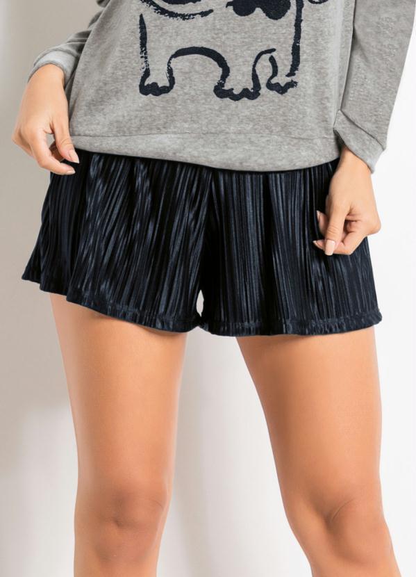 short plissado preto
