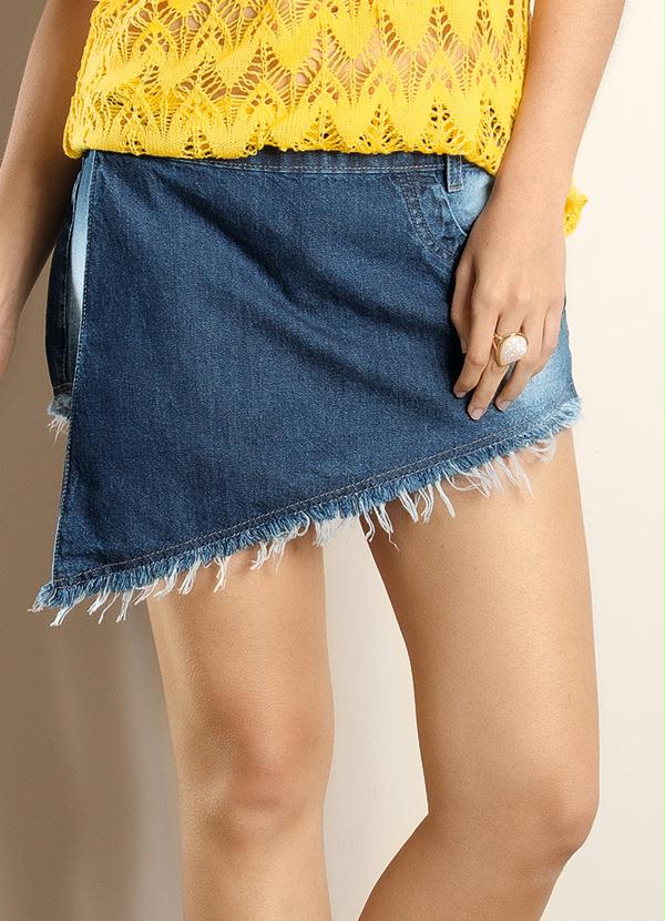 Janine - Short Saia Jeans Azul
