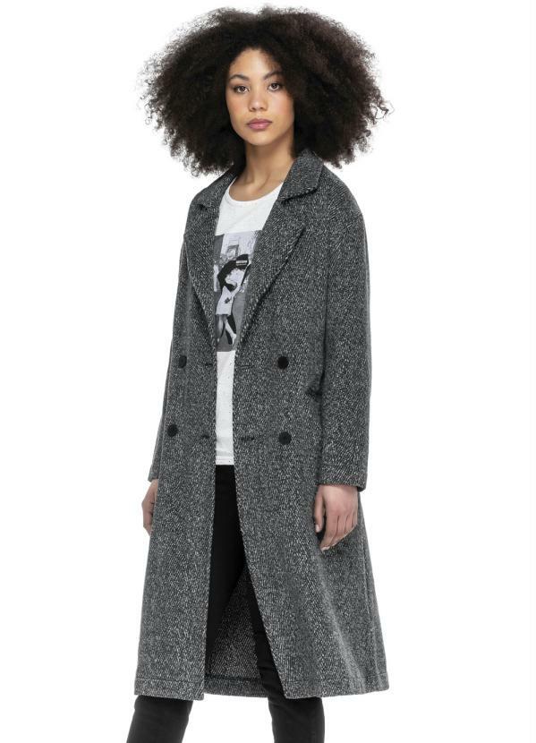 Enfim - Casaco Cinza Escuro Feminino em Tweed