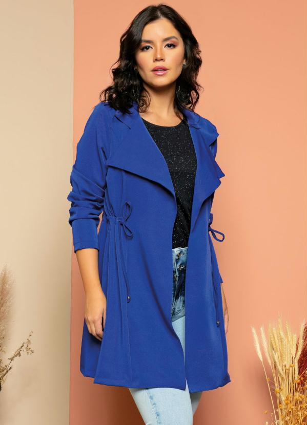 Quintess - Sobretudo Azul Bic  Ajustável na Cintura