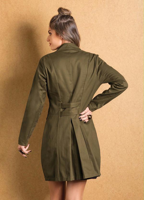 Quintess - Sobretudo com Botões Duplos Verde Musgo 2