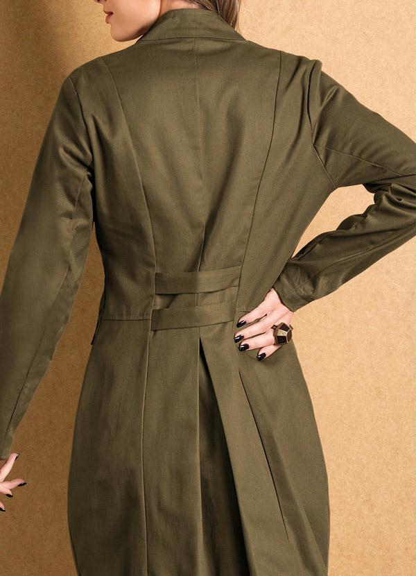 Quintess - Sobretudo com Botões Duplos Verde Musgo 3