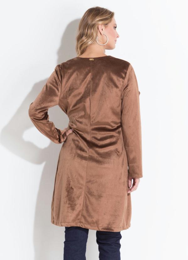 Outlet - Sobretudo Marrom com Pelo Sintético 2