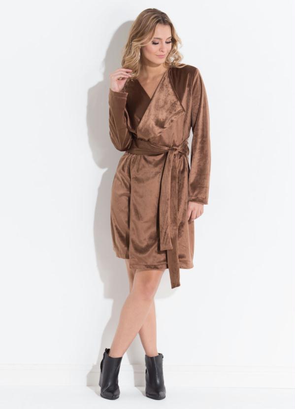 Outlet - Sobretudo Marrom com Pelo Sintético 3