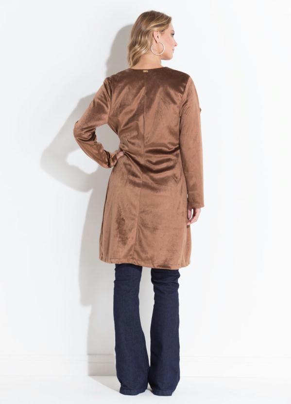 Outlet - Sobretudo Marrom com Pelo Sintético 5