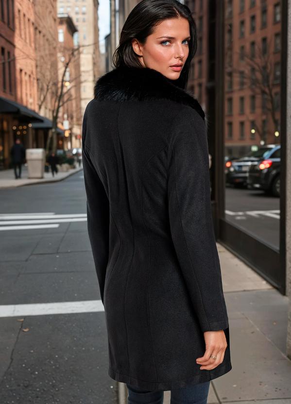 bonprix - Sobretudo Preto em Malha Plush 2