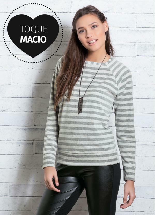 Quintess - Casaco em Plush Listrado Quintess